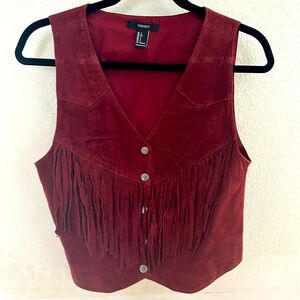Forever 21 Faux Suede Fringe Vest